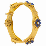 Silver Gold Plated Blue Flower Bangle
