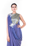 Anushree Agarwal  Embroidered Lavender Draped Gown