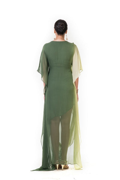 Anushree Agarwal Lemon and Green Shaded Kaftan Gown