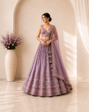 Floral Embroidered Designer Lehenga Set with Net Dupatta