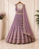 Floral Embroidered Designer Lehenga Set with Net Dupatta