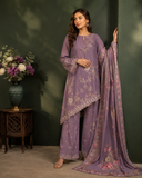 Lavender Floral Printed Asymmetrical Kurta Set with Printed Dupatta