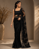 Noir Bloom Embroidered Saree