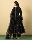 Black Embroidered Anarkali Suit Set with Dupatta