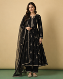 Black Embroidered Anarkali Suit Set with Dupatta