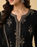 Black Embroidered Anarkali Suit Set with Dupatta