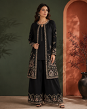 Black Embroidered Jacket &amp; Palazzo Set