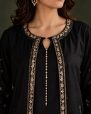 Black Embroidered Jacket &amp; Palazzo Set