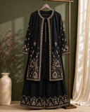 Black Embroidered Jacket &amp; Palazzo Set