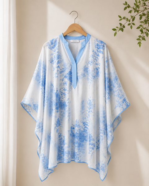Azure Bloom Kaftan Co-Ord Set