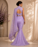 Lavender Whisper Lace Designer Saree