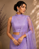 Lavender Whisper Lace Designer Saree