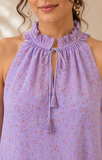 Lavender Floral Printed Halter Kurta Set with Dupatta