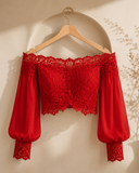 Scarlet Royale Off-Shoulder Dhoti Co-Ord Set