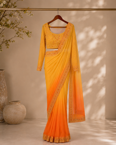 Sunset Radiance Ombre Designer Saree