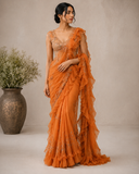Amber Ruffle Couture Designer Saree