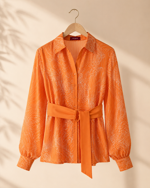 Citrus Aura Printed Belted Co-Ord Set