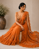 Amber Ruffle Couture Designer Saree