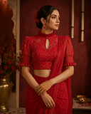 Crimson Royale Embroidered Designer Saree