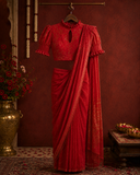 Crimson Royale Embroidered Designer Saree