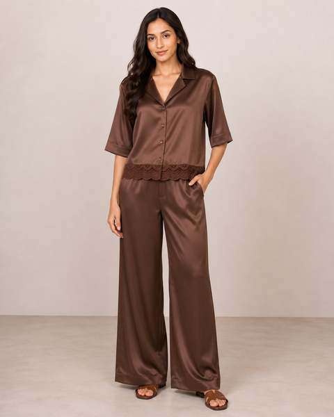 Mocha Luxe Satin Co-Ord Set