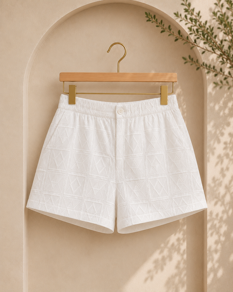 Ivory Breeze Textured Co-Ord Shorts Set