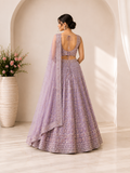 Lavender Floral Embroidered Designer Lehenga Set with Net Dupatta