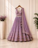 Floral Embroidered Designer Lehenga Set with Net Dupatta