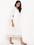 White Dobby Lace Hem Kurta