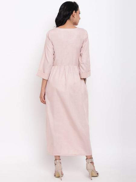 Linen Cotton Rose Long Dress