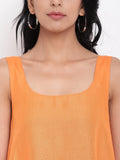 Linen Cotton Orange Tier Dress