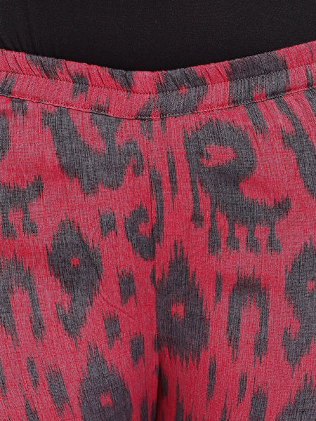 Black Angrakha And Red Print Pant Set