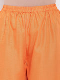 Linen Cotton Pink Pin-Tucks Kurta Orange Pant
