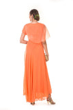 Orange  Hand Embroidered One Side Attached Cape Gown