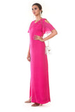 Pink Hand Embroidered Cold Shoulder Bell Sleeves Gown