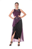 Purple Hand Embroidered Asymmetrical Peplum Top with a Black Dhoti Skirt