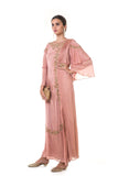 Hand Embroidered Rose Gold Double Layer Bell Sleeves Gown