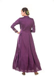 Dark Berry Hand Embroidered Box Pleated Gown