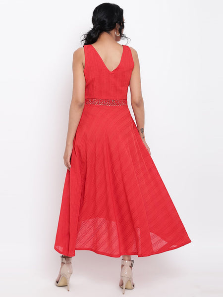 Red Lace Flare Dress