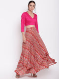 Printed Pink Skirt-Top Set