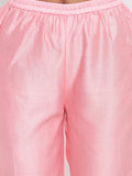Pink Foil Pin-Tucks Kurta Set