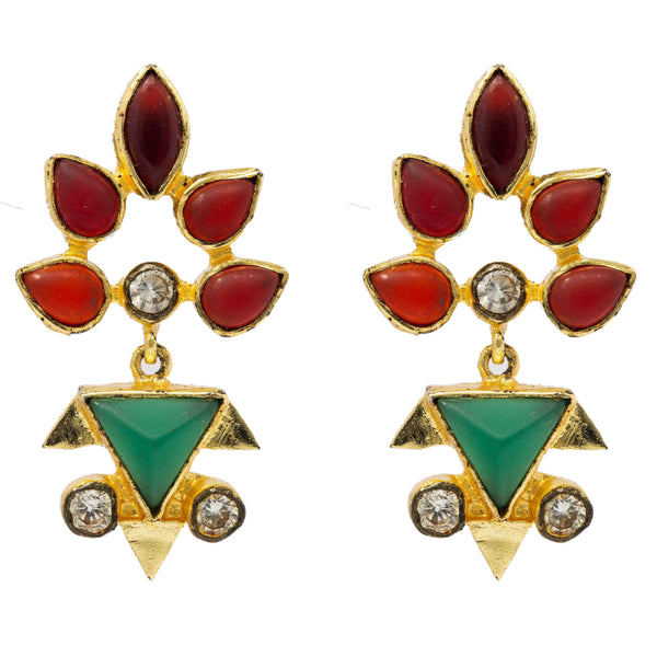 Red and Green Flower Earrings