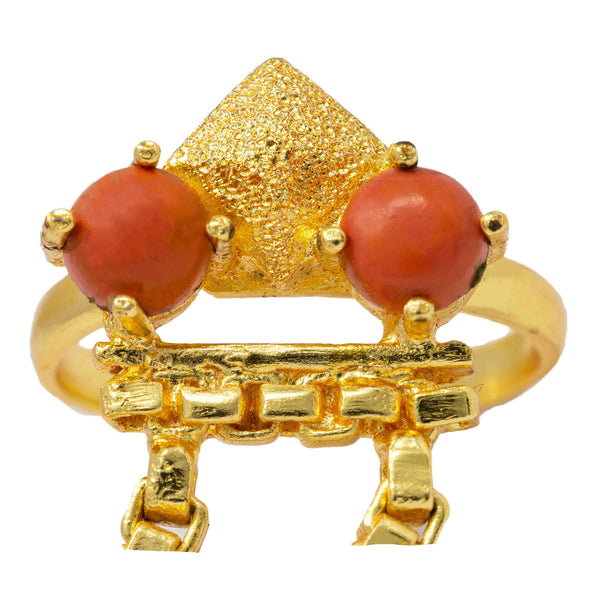 Coral Double Finger Ring