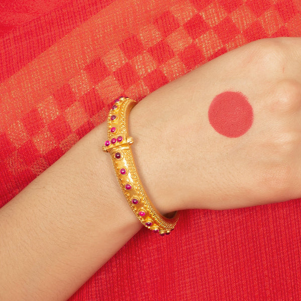 Silver gold plated red bangle