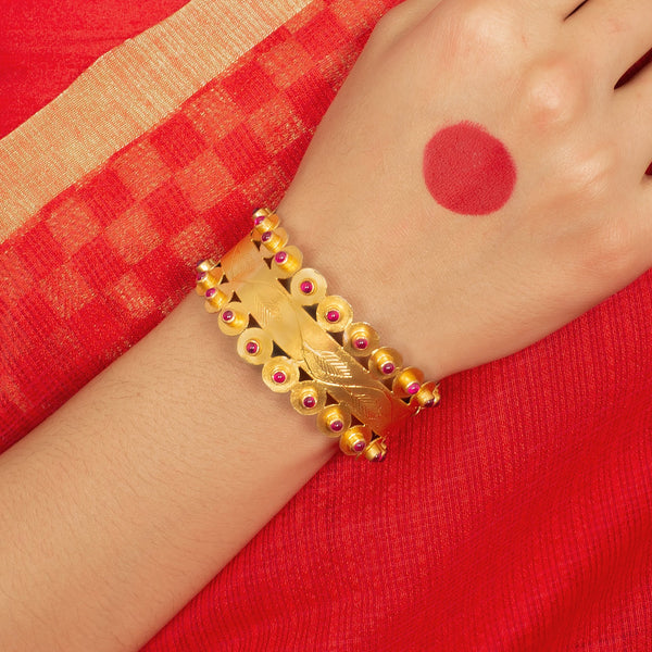 Silver Gold Plated Red Pota Bangles