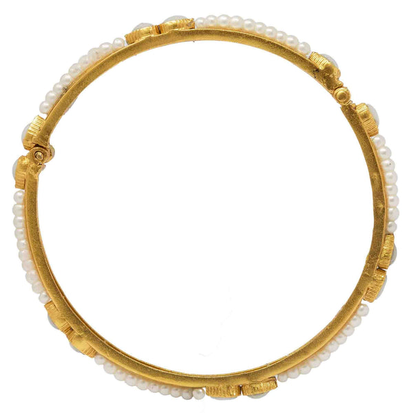 Silver Gold Plated Pearls Bangle