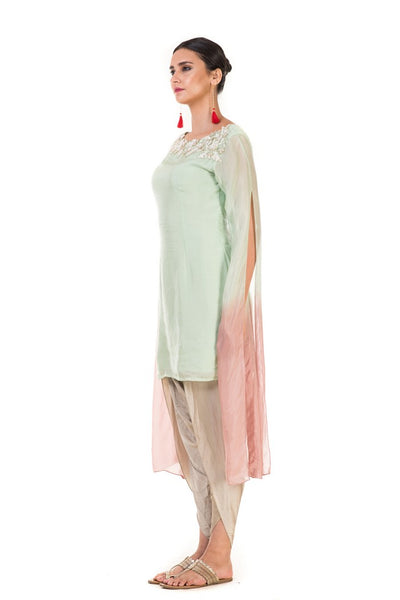 Anushree Agarwal Green and Dusty Pink Tunic with Dhoti Pants