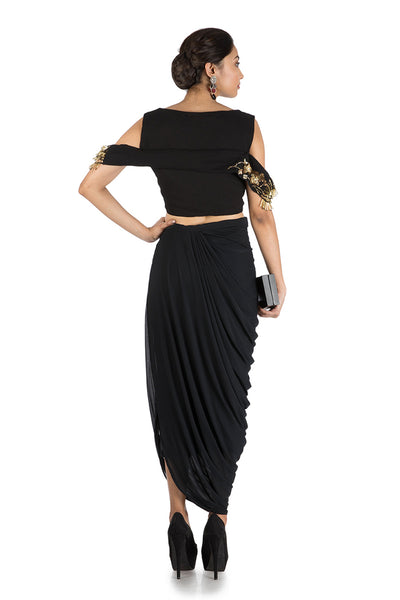 Anushree Agarwal Black Waist Cutout Gown