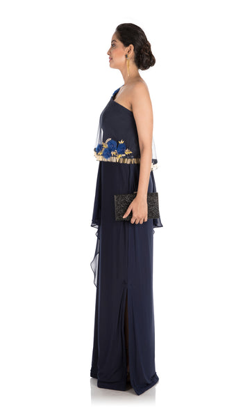 Anushree Agarwal Midnight Blue Pleated Dress