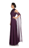 Anushree Agarwal Plum Colour Cold Shoulder Dress